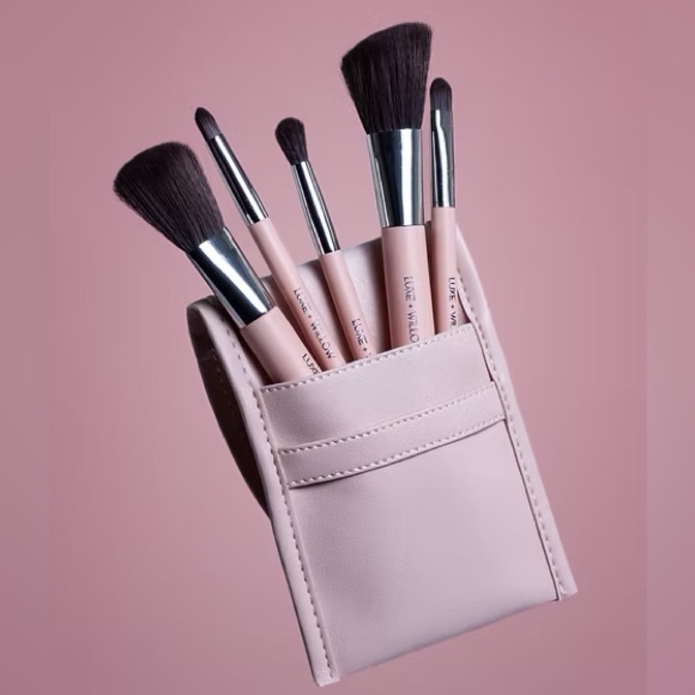 BNIB Luxe + Willow 5 Piece Makeup Brush Set with Pouch